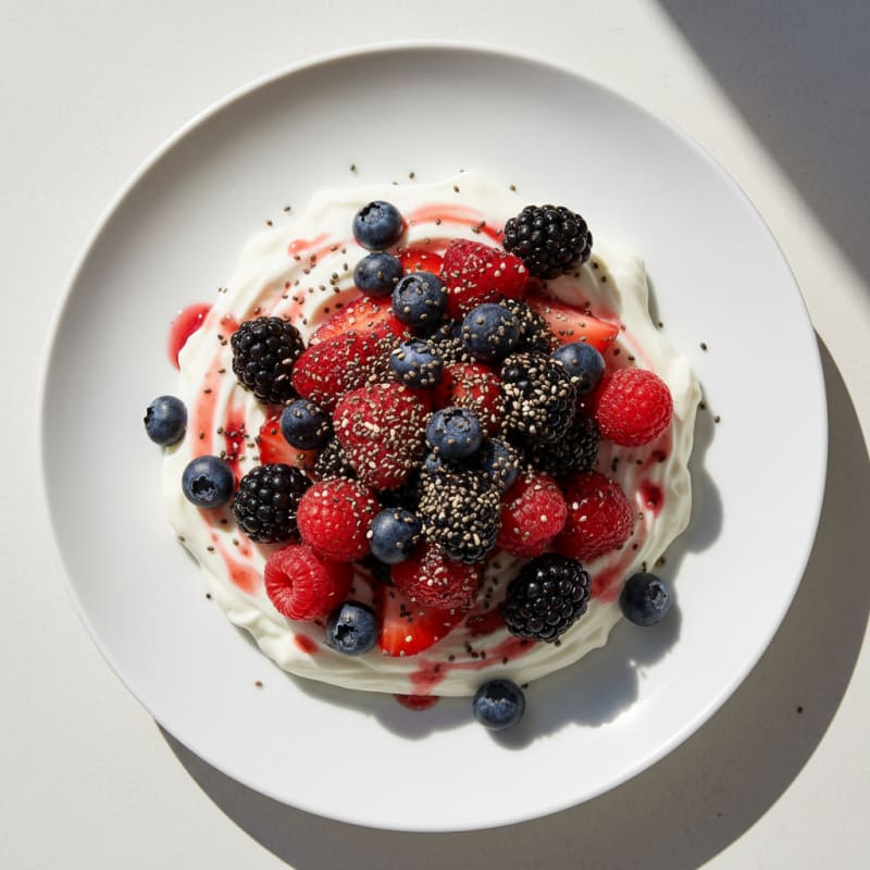 Silky Greek Yogurt Protein Pudding with Mixed Berries
