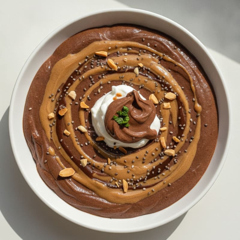 Silky Chocolate Protein Pudding with Almond Butter Swirl