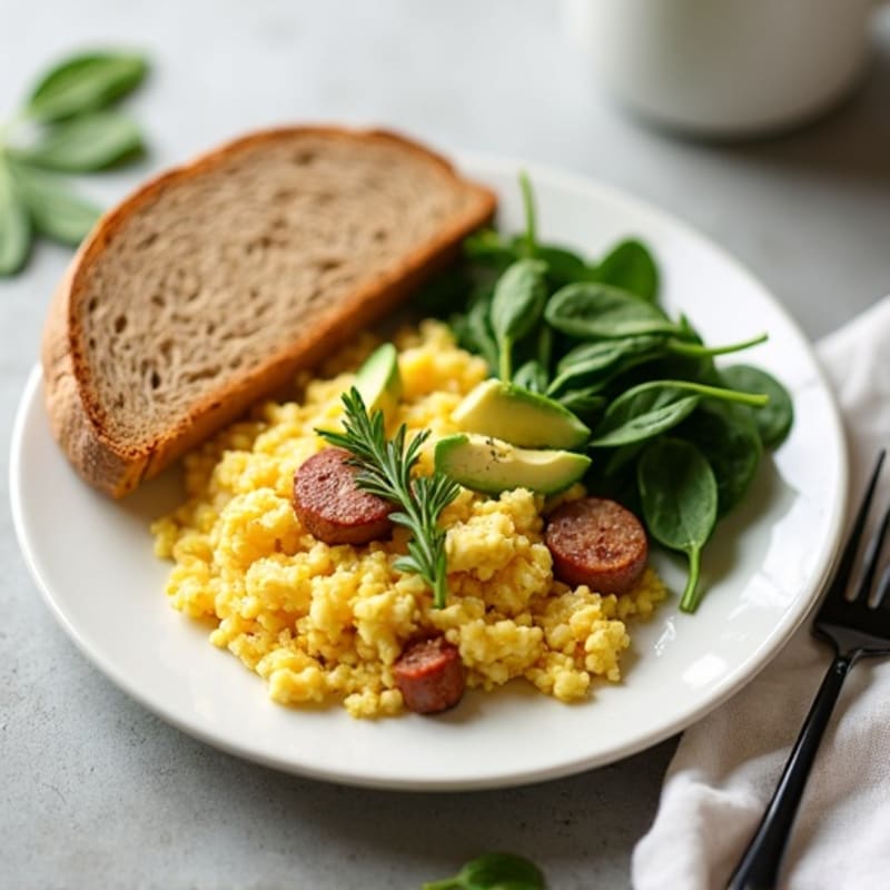 Egg White Scramble with Spinach and Turkey Sausage