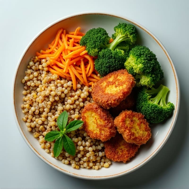 Crispy Lentil and Quinoa Power Bowl with Roasted Broccoli