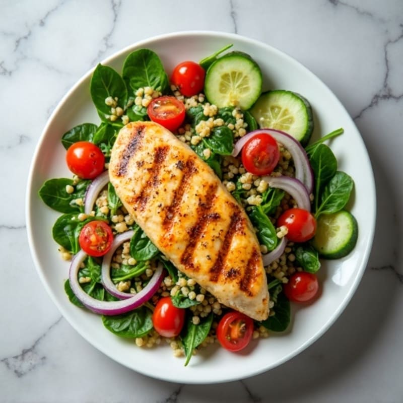 Grilled Chicken Breast with Quinoa Spinach Salad