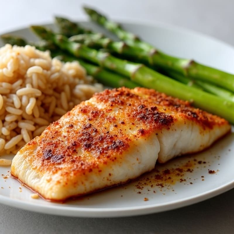 Crispy Cajun Blackened Catfish with Roasted Asparagus