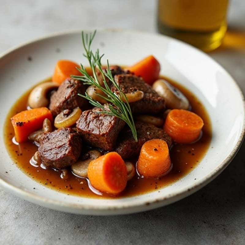 Tender Braised Beef with Mushrooms and Root Vegetables