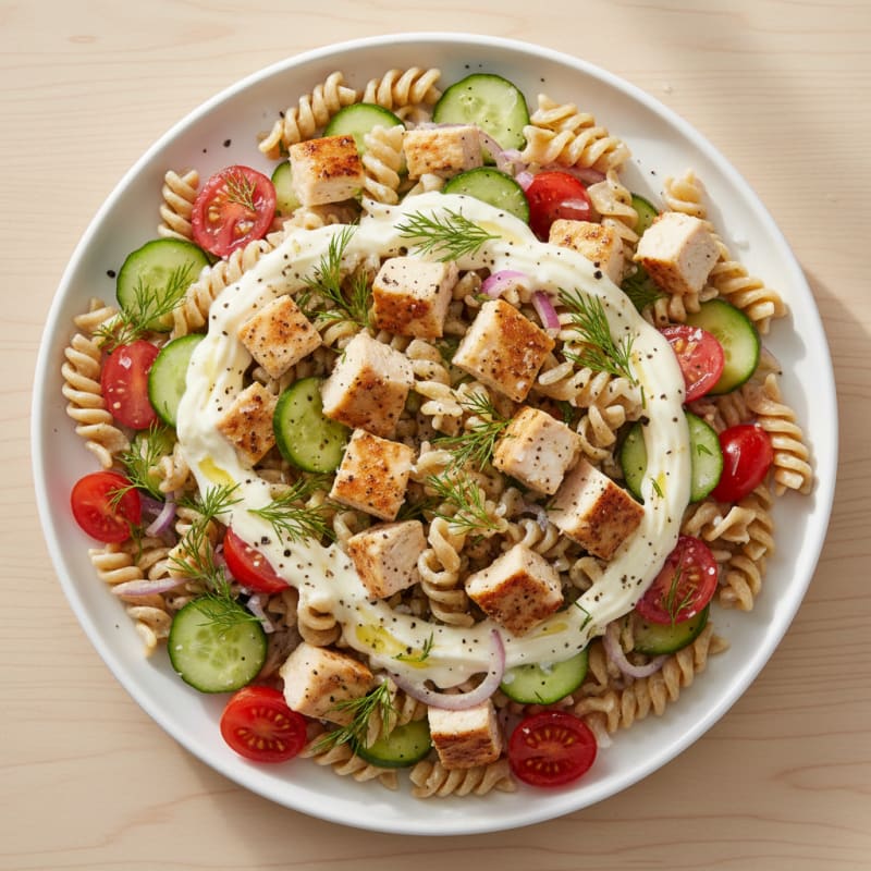 Creamy Lemon Herb Chicken Pasta Salad