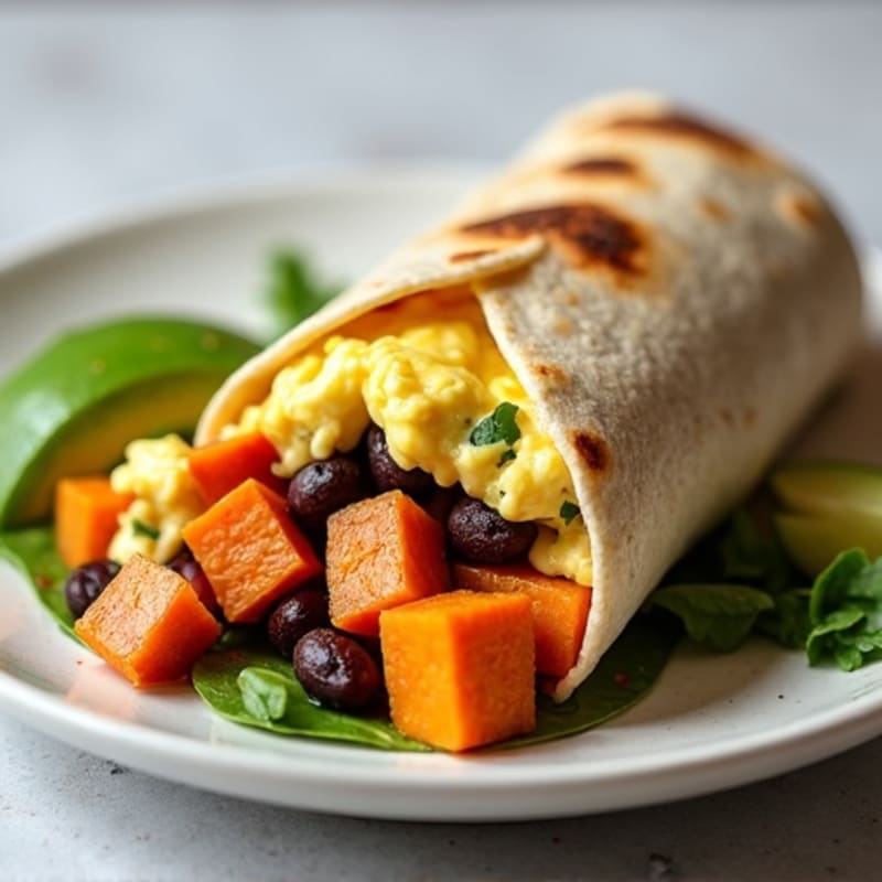 Protein-Packed Sweet Potato Black Bean Breakfast Burrito