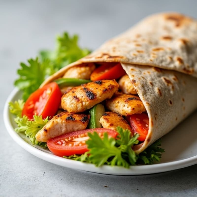 Grilled Chicken and Fresh Veggie Whole Wheat Wrap
