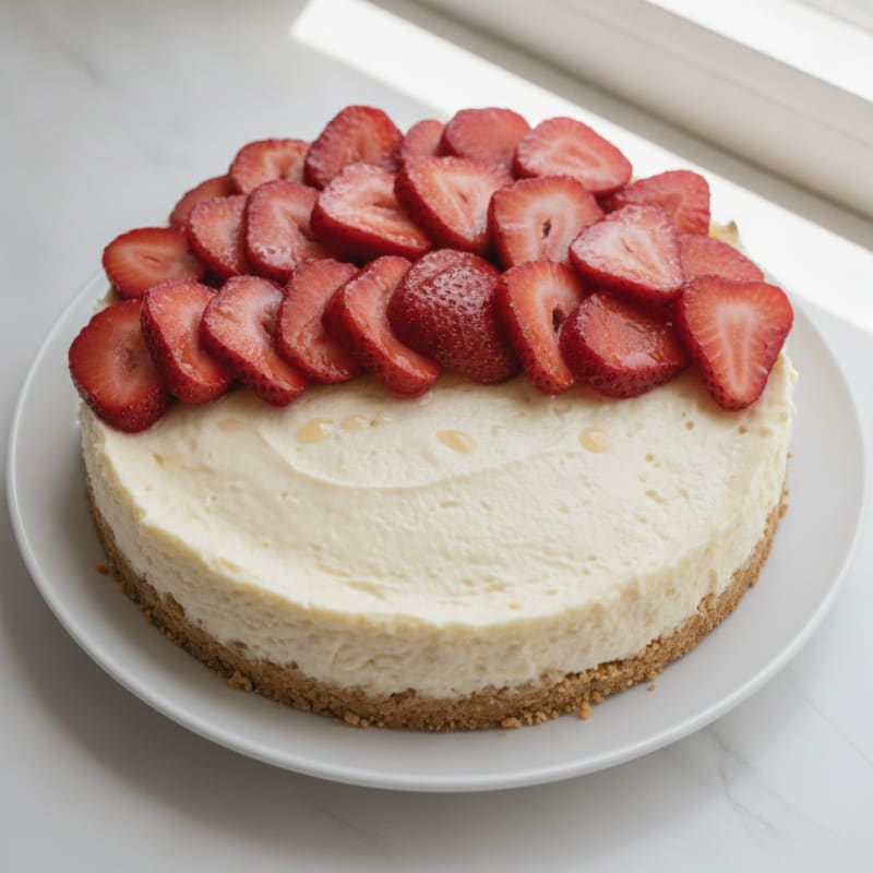 Creamy Protein Cheesecake with Fresh Strawberries