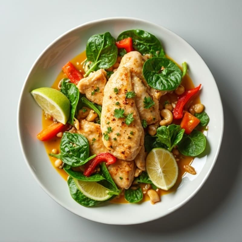 Creamy Coconut Green Curry Chicken with Fresh Vegetables