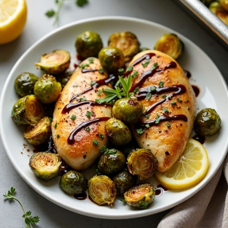 Sheet Pan Lemon Herb Chicken with Crispy Balsamic Brussels Sprouts