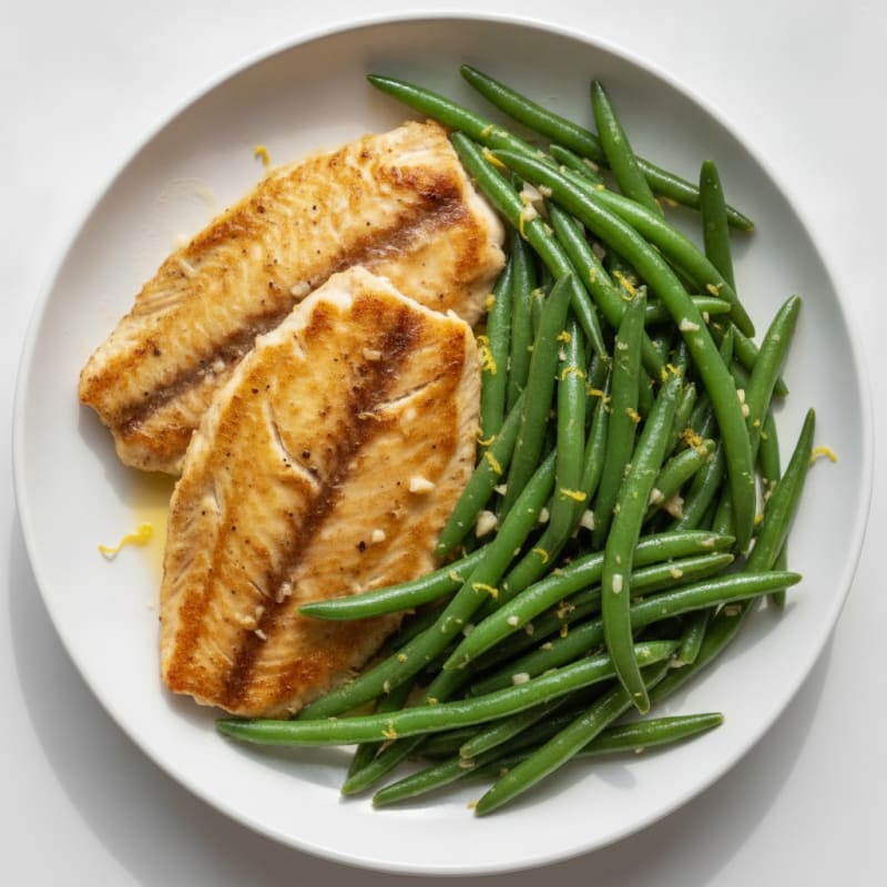 Seared Tilapia with Lemon Garlic Green Beans