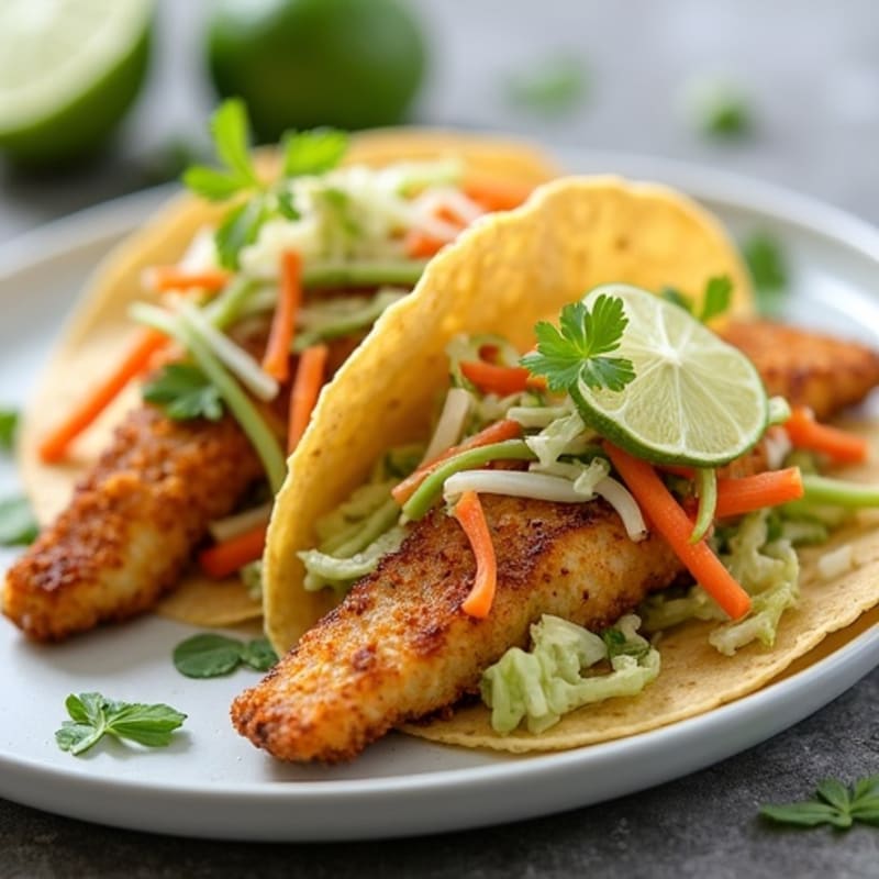 Crispy Baked Fish Tacos with Lime Slaw