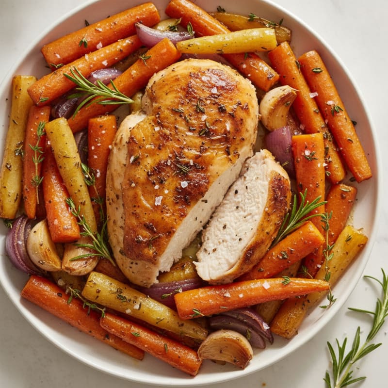 Garlic Herb Roasted Chicken with Root Vegetables