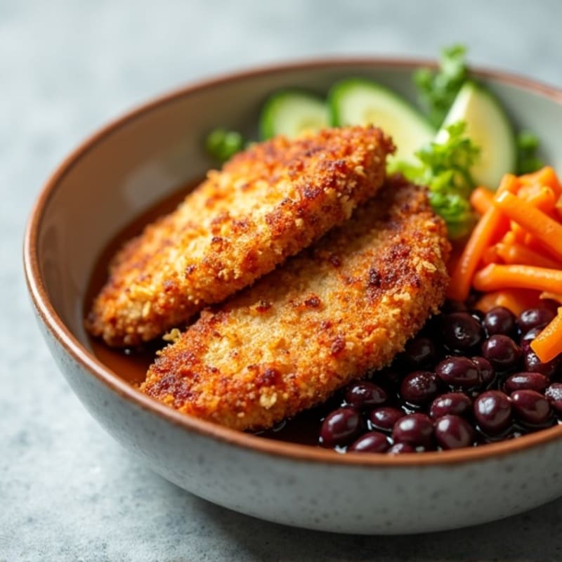 Crispy Chicken and Kimchi Black Bean Bowl