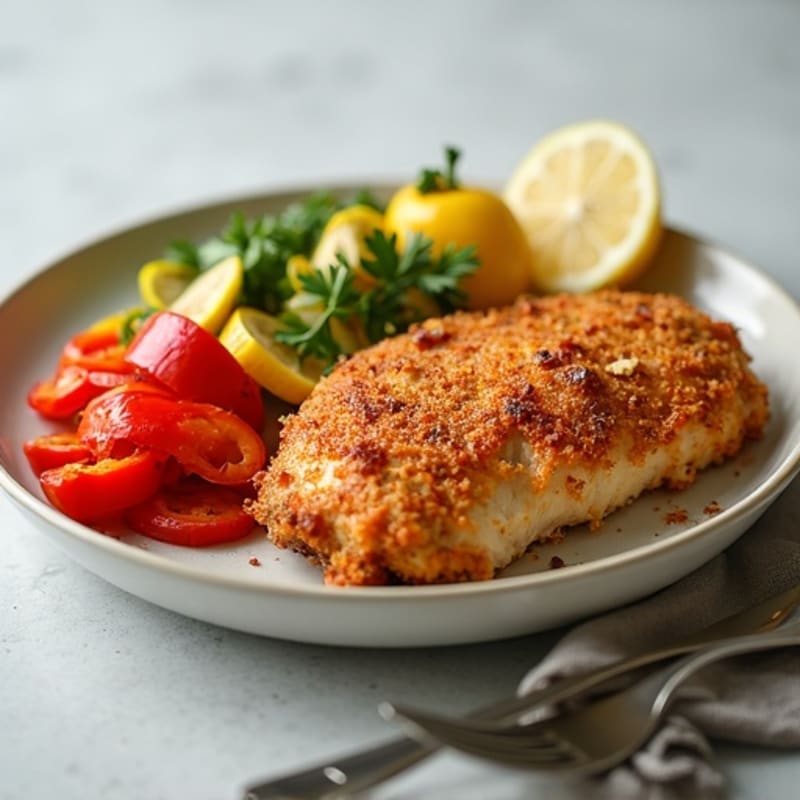 Crispy Buttermilk Baked Chicken with Roasted Vegetables