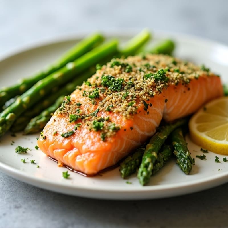 Herb-Crusted Baked Salmon with Lemon