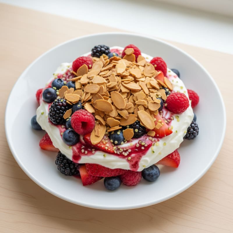 Greek Yogurt Protein Parfait with Mixed Berries