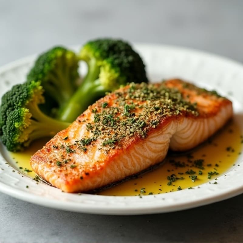 Herb-Crusted Baked Salmon with Roasted Broccoli