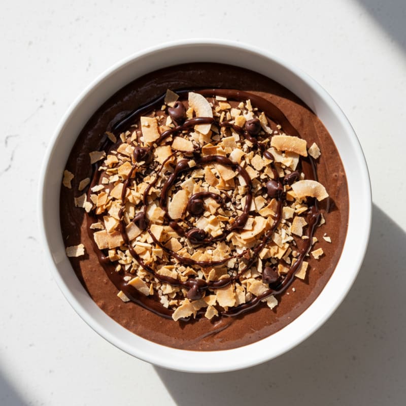 Silky Chocolate Protein Pudding with Toasted Coconut