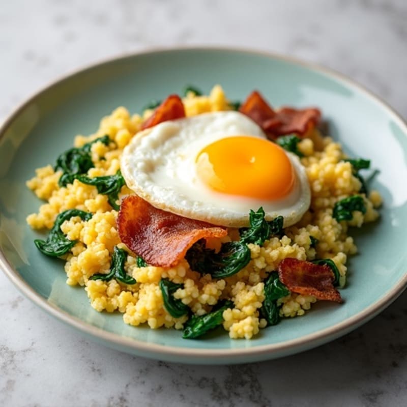 Cottage Cheese Scramble with Spinach and Turkey Bacon