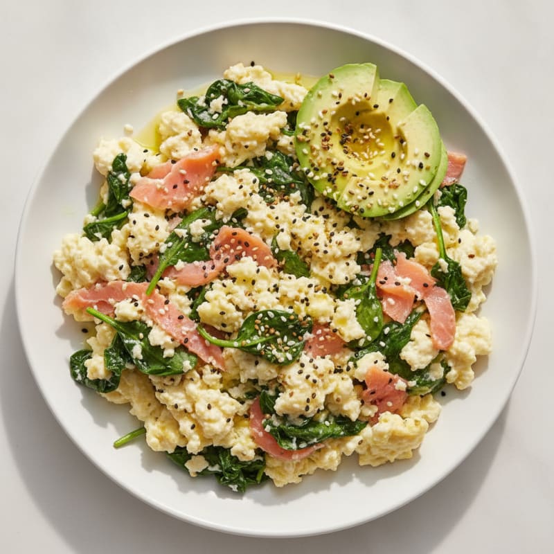 Egg White and Smoked Salmon Scramble with Spinach