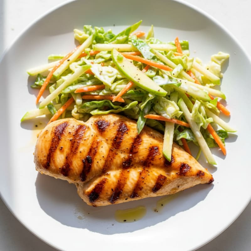 Grilled Chicken Breast with Crunchy Cabbage Slaw
