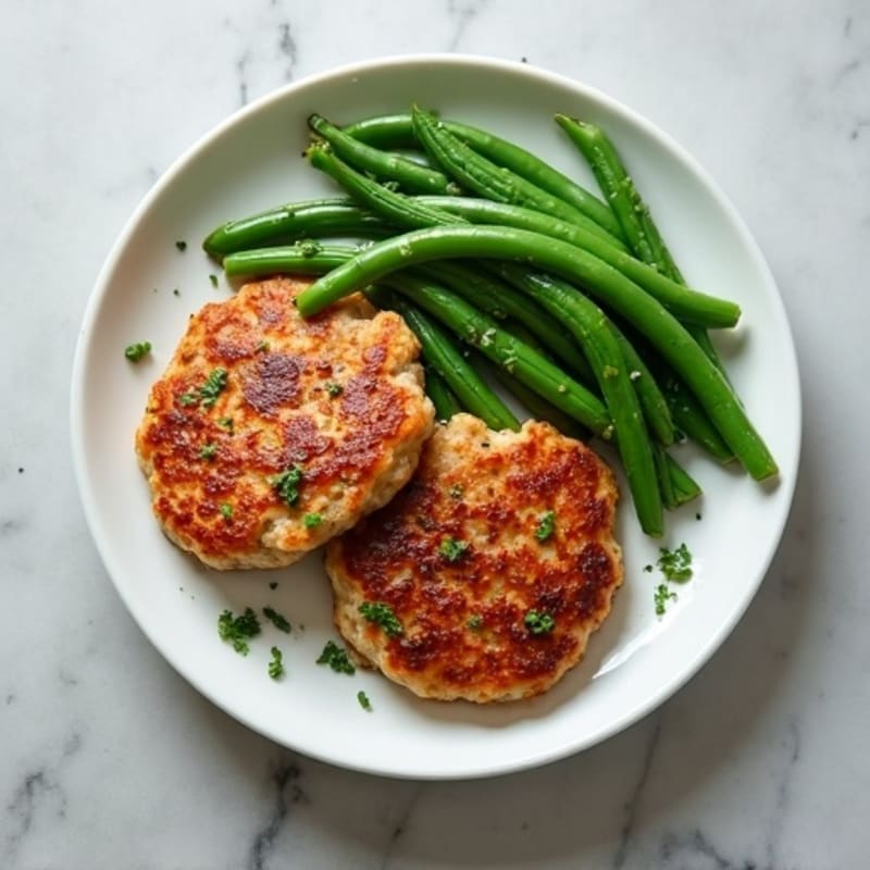 Seared Turkey Patties with Steamed Green Beans