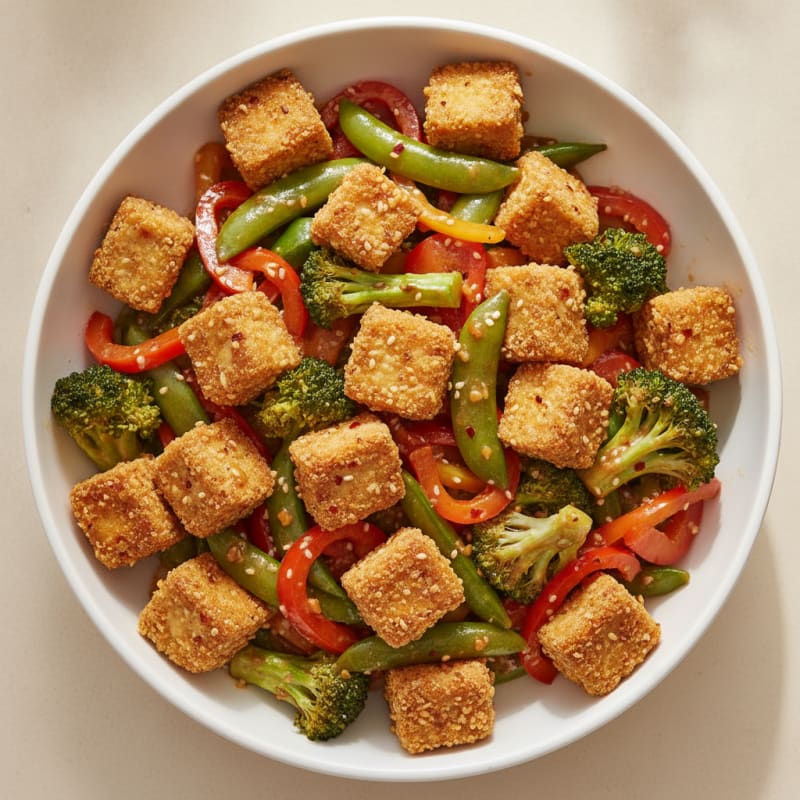 Sesame Tofu Stir-Fry with Mixed Vegetables