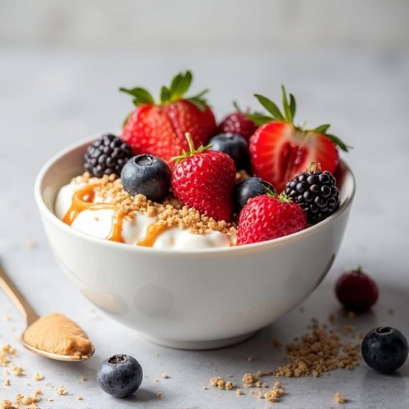Greek Yogurt Protein Bowl with Mixed Berries and Almond Butter