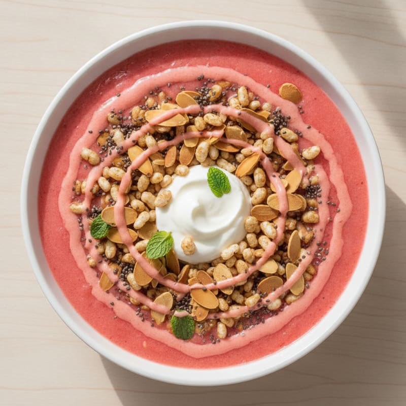 Protein Watermelon Smoothie Bowl with Whey and Almond Crunch
