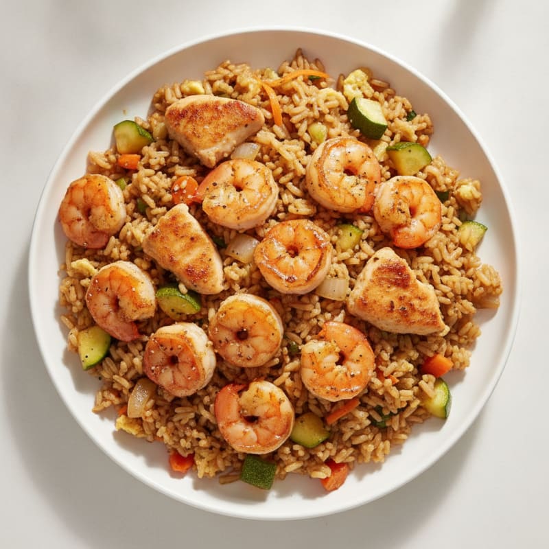 Hibachi Chicken and Shrimp with Fried Rice