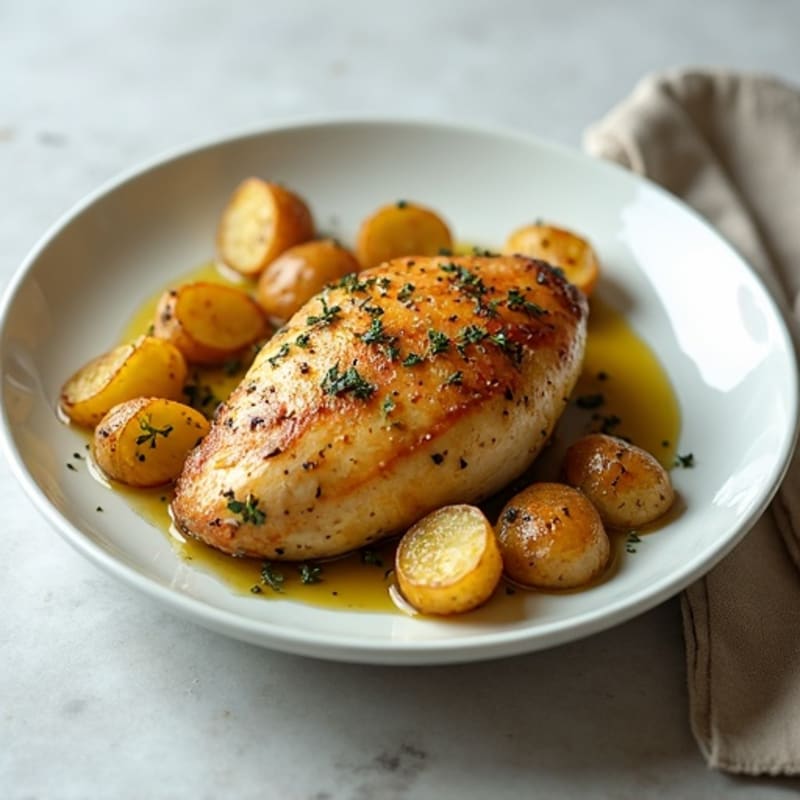 Garlic-Herb Roasted Chicken with Sea Salt Crusted Potatoes