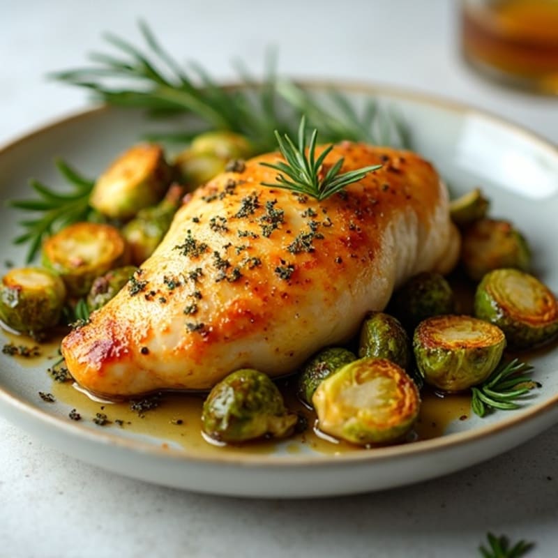 Lemon Herb Roasted Chicken with Crispy Brussels Sprouts