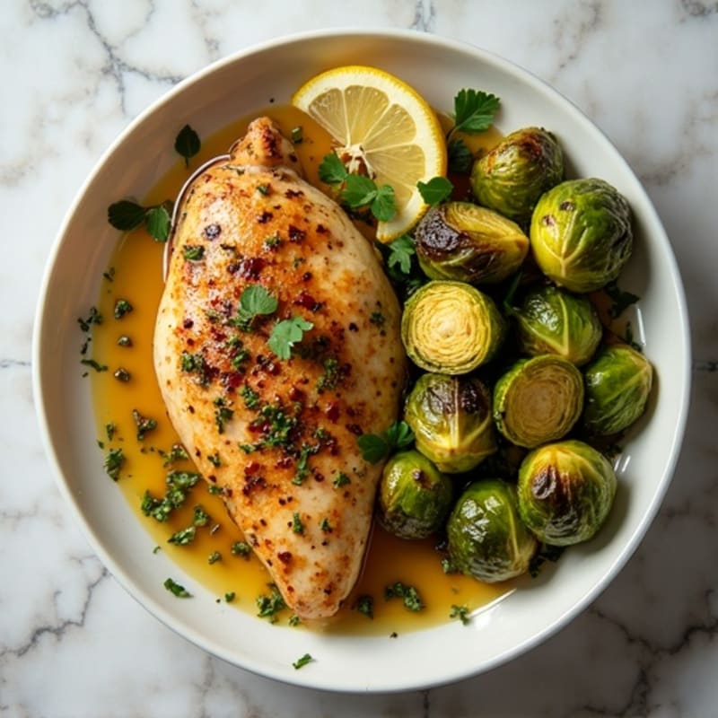 Sheet Pan Lemon Herb Chicken with Roasted Brussels Sprouts