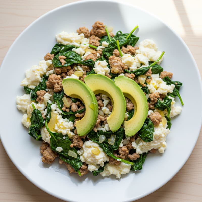 Egg White and Turkey Spinach Scramble