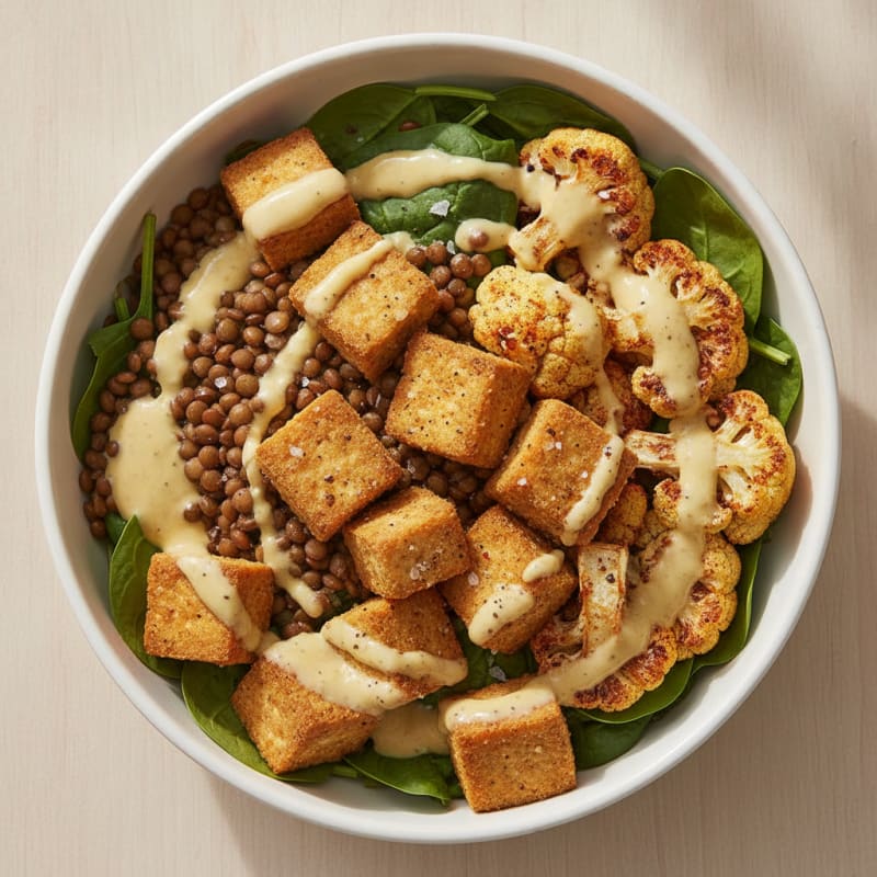 Roasted Vegetable Buddha Bowl with Tahini Dressing