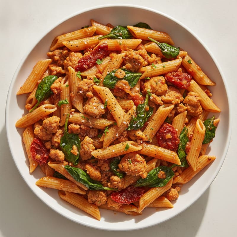 Ground Turkey Pasta with Sun-Dried Tomatoes
