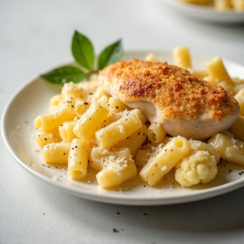 Creamy Chicken and Cauliflower Macaroni Bake