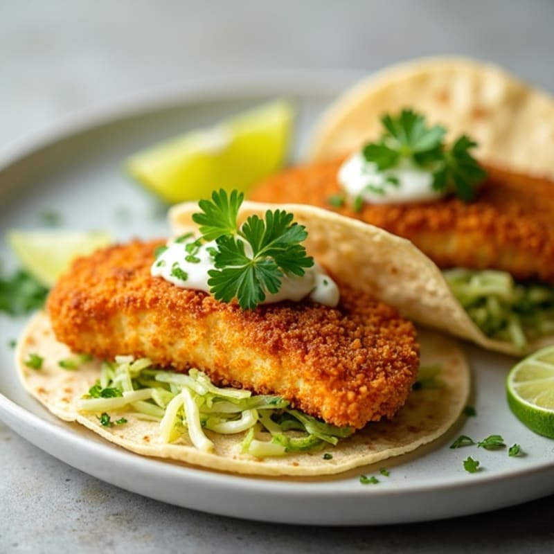 Crispy Baked Fish Tacos with Lime Slaw