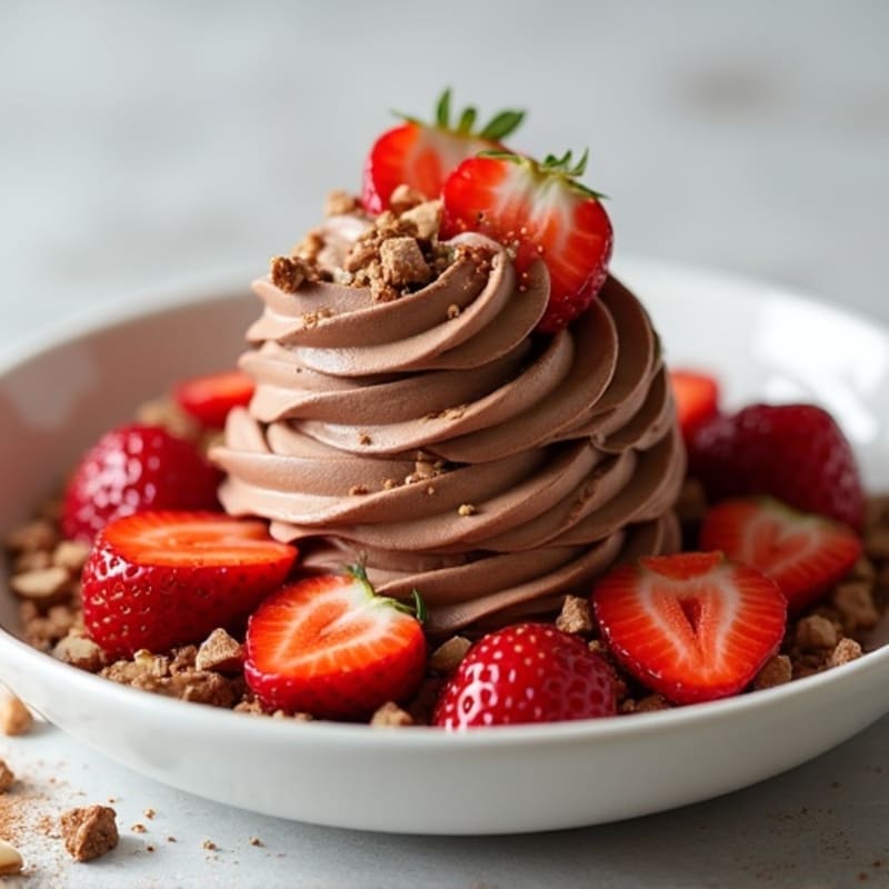 Protein-Packed Chocolate Greek Yogurt Mousse with Sliced Strawberries