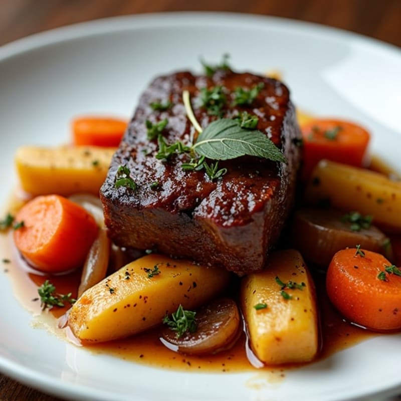 Tender Slow-Braised Short Ribs with Roasted Root Vegetables