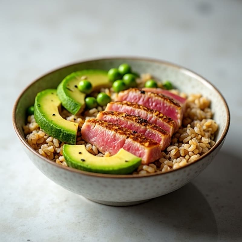 Fresh Tuna and Avocado Rice Bowl with Sesame-Soy Vinaigrette