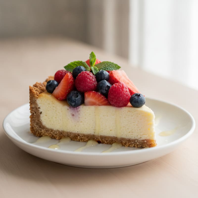 Greek Yogurt Protein Cheesecake with Fresh Berries