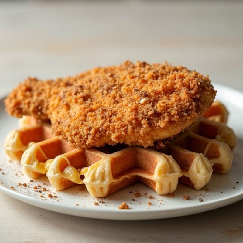 Crispy Baked Chicken with Fluffy Whole Grain Waffles