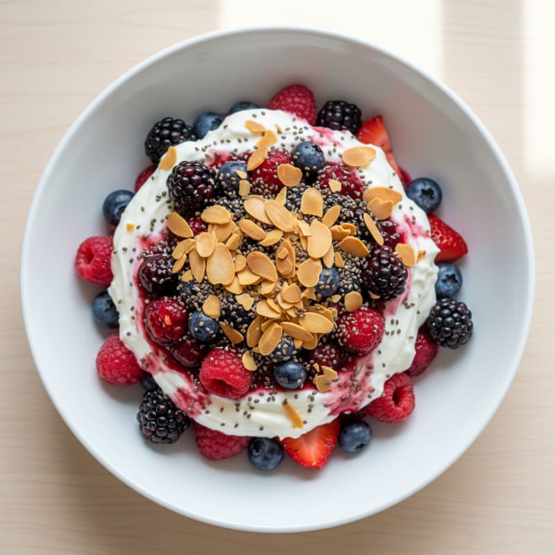Silky Greek Yogurt Protein Parfait with Mixed Berries