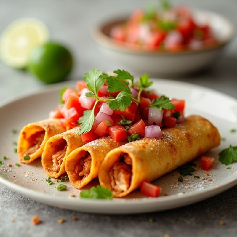 Crispy Baked Chicken Flautas with Fresh Pico de Gallo