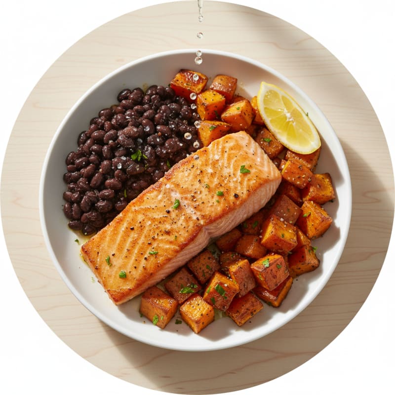 Pan-Seared Salmon with Roasted Sweet Potatoes