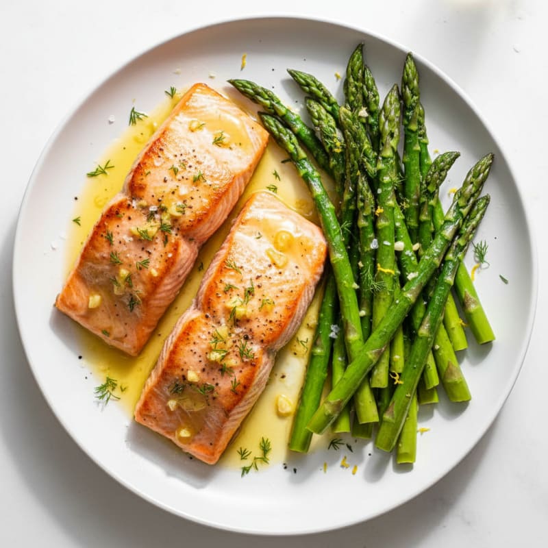 Baked Salmon with Lemon-Dill Asparagus