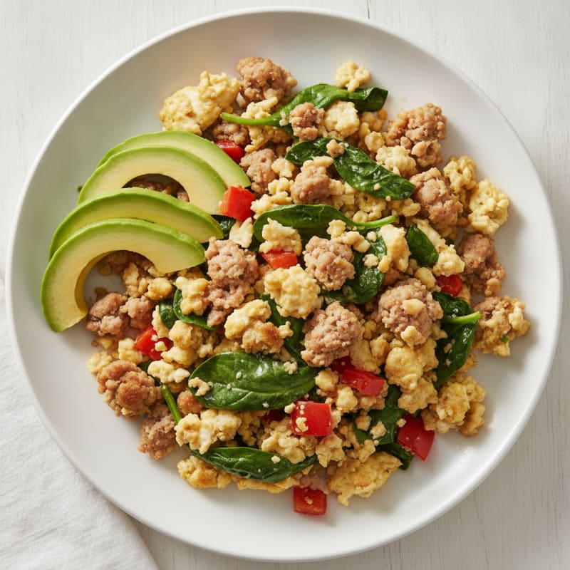Egg White and Turkey Sausage Scramble with Spinach