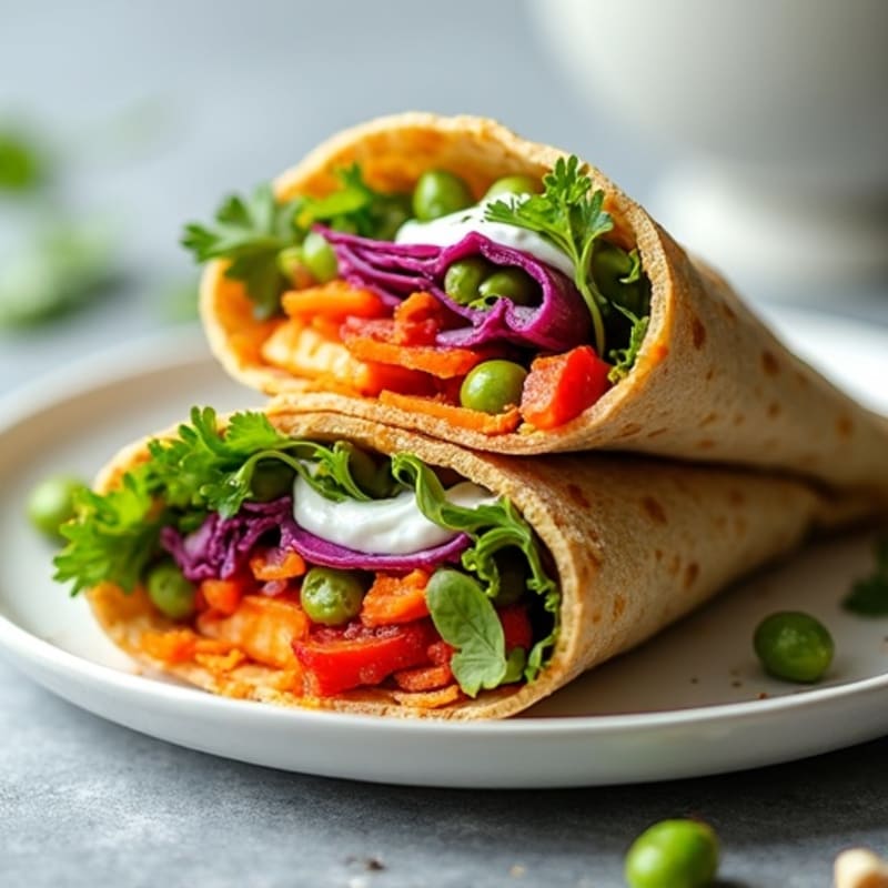 Crunchy Rainbow Veggie Wrap with Herb Cashew Spread