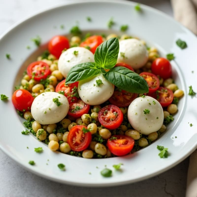 Creamy Fresh Mozzarella and Tomato Salad with Vibrant Basil Pesto